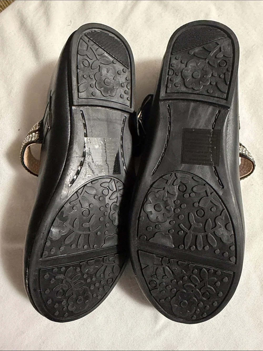 Girls' Black Mary Jane Dress Shoes with Sparkling Strap